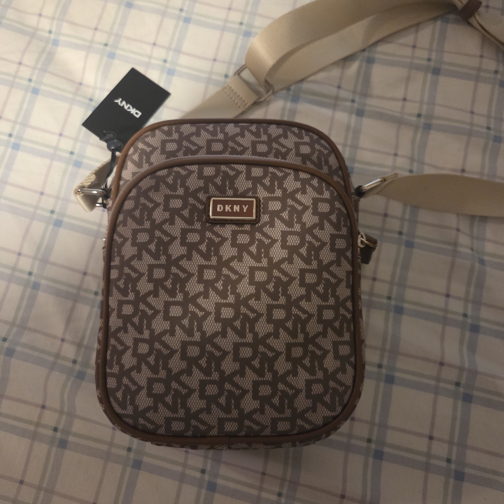 DKNY Patterned Tan Crossbody Bag